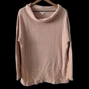 Pure Jill Pale Pink Oversized Cotton Wool‎ Cowl Neck Pullover Tunic Sweater M